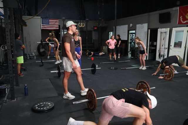 A coached class mid-workout at FTX Fort Worth