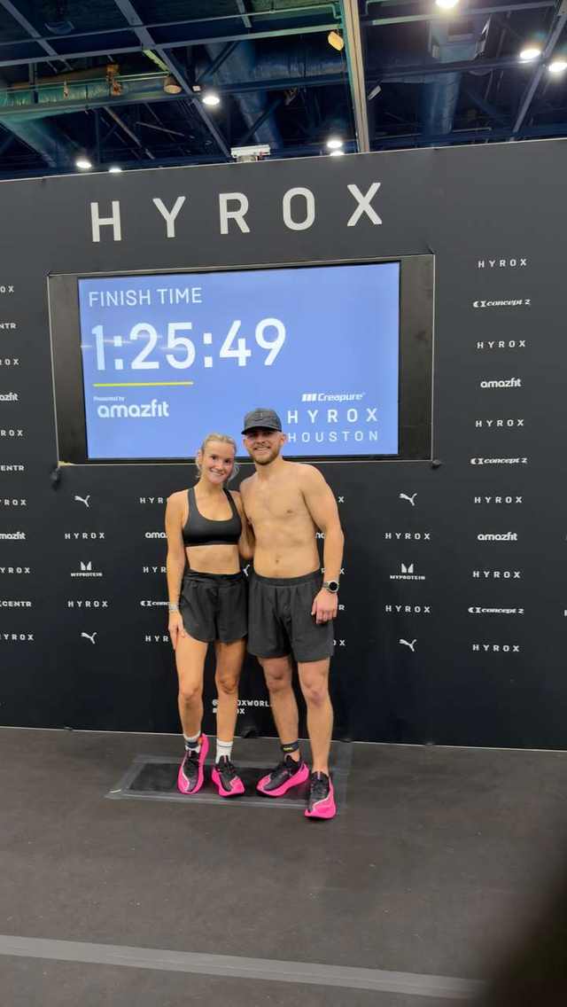 Mixed doubles finish, 1:25:49, HYROX Houston