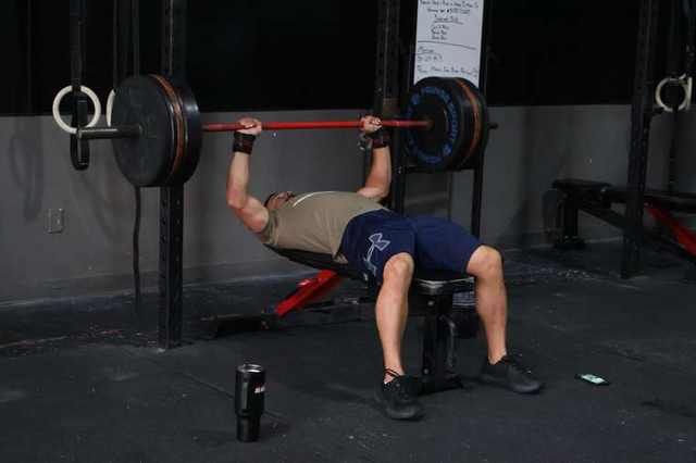 Heavy bench press during a strength block at FTX