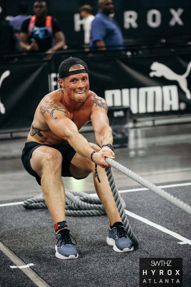 Clayton Marshall on the sled pull at HYROX Atlanta