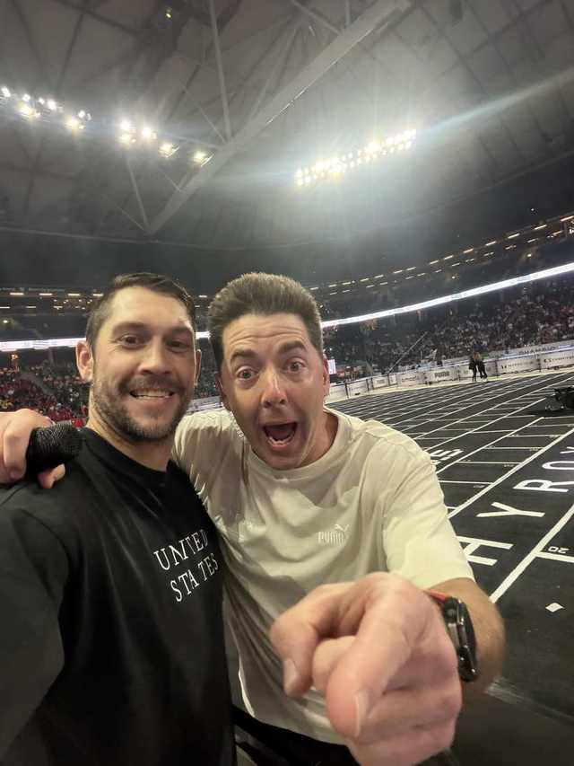 Talon Smith with HYROX MC Tom at the World Championships