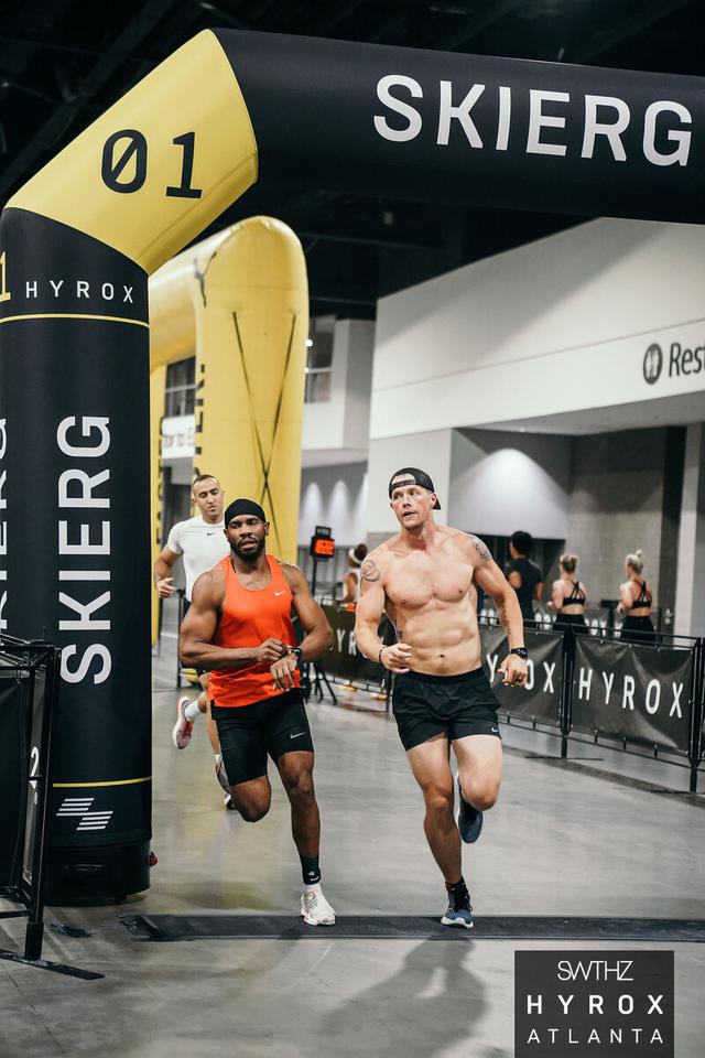 FTX athlete running out of the SkiErg station at HYROX Atlanta