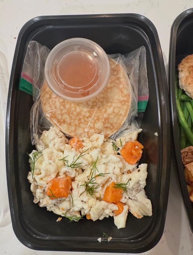 Protein pancakes with egg white scramble