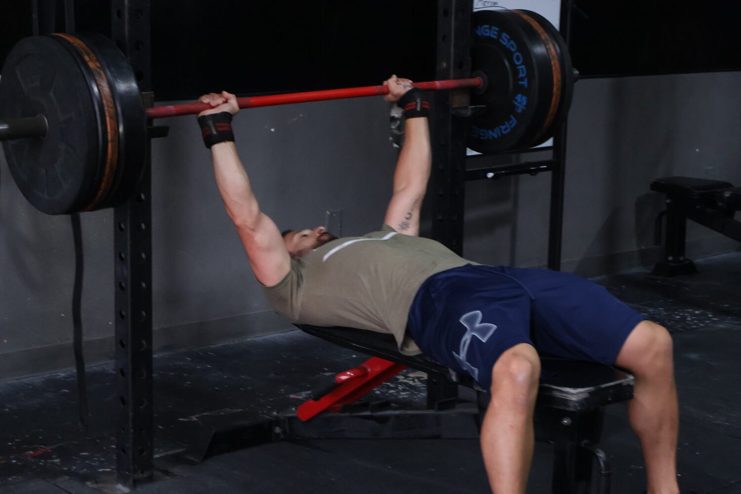 Athlete bench pressing at FTX Fort Worth