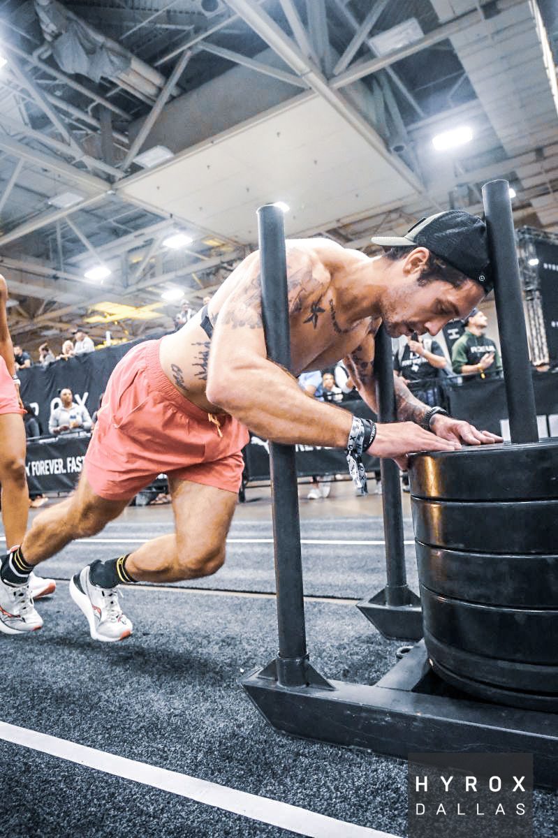Sled push at HYROX Dallas